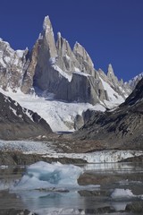 Cerro Torre mountain, 3133m, and Laguna Torre, Los Glaciares National Park, Patagonia, Argentina, South America
