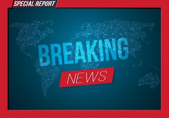 Illustration of Vector News Banner Template. Breaking News Design Layout on Bright Planet Background