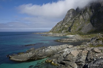 Rock formations at Boerhella, Andoeya Island, Vesteralen, Norway, Scandinavia, Europe