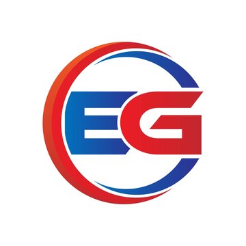 eg logo vector modern initial swoosh circle blue and red