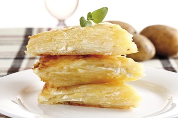 Potato gratin, stacked slices