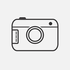 Camera line icon on light background. Vector illustration.