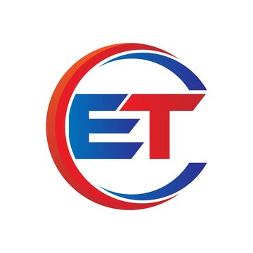 et logo vector modern initial swoosh circle blue and red
