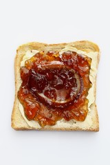 Slice of toast with homemade orange marmalade