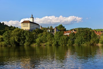 Obraz premium Schloss Horneck Castle, Castle of the Teutonic Order, Gundelsheim, Odenwald, Baden-Wuerttemberg, Germany, Europe, PublicGround, Europe