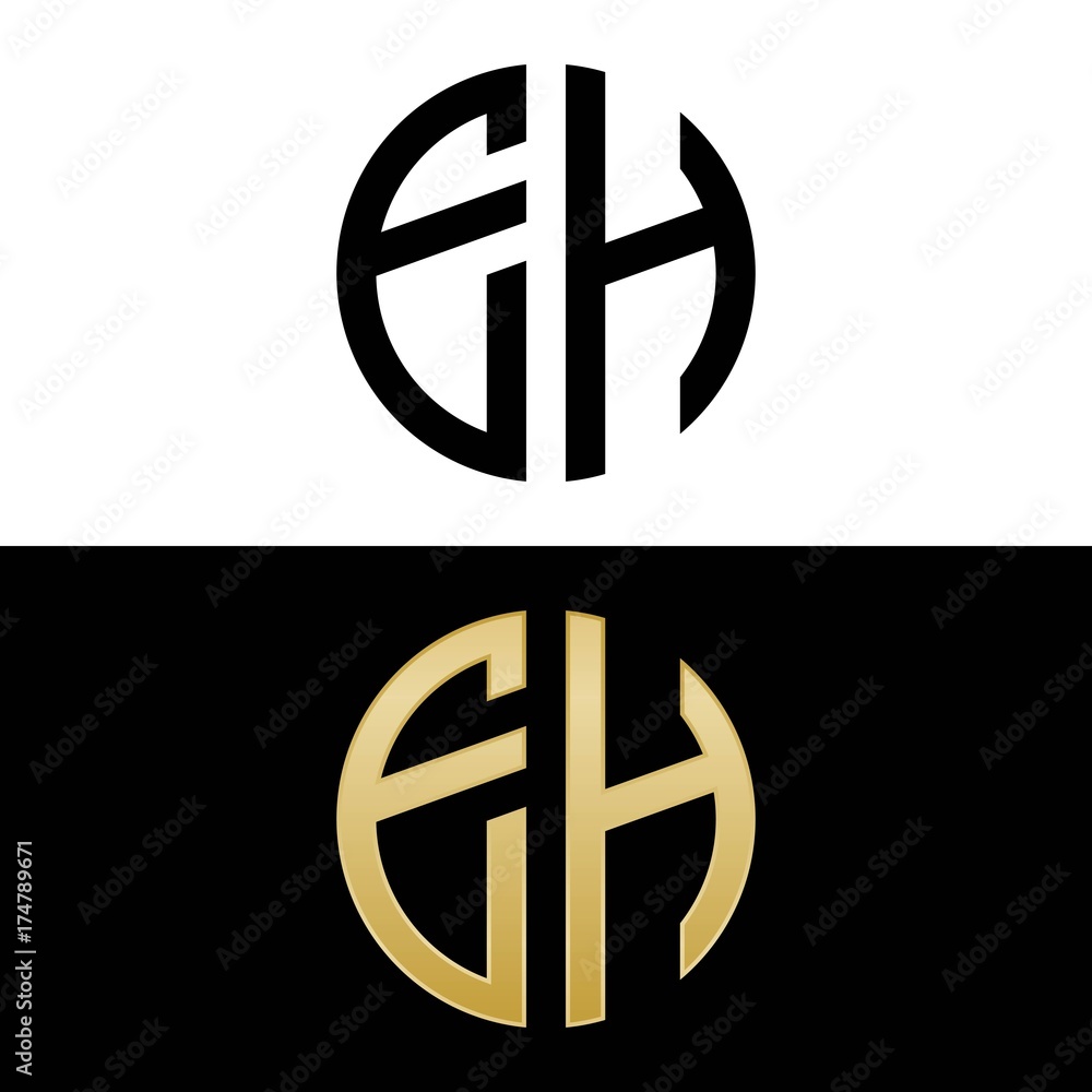 Wall mural eh initial logo circle shape vector black and gold - Wall murals