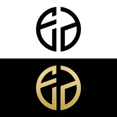 ed initial logo circle shape vector black and gold