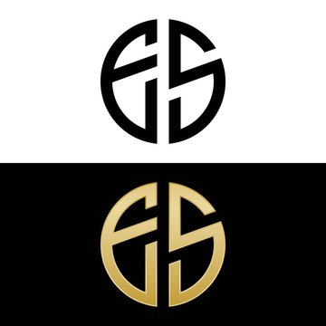 es initial logo circle shape vector black and gold