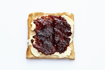 Slice of toast, toasted slice of bread, with strawberry jam