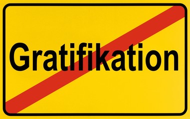 Sign, end of village, symbolic picture for end of gratifications