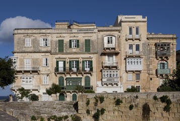 Fototapeta na wymiar Characteristic house on Windmill Street, Valletta, Malta, Europe