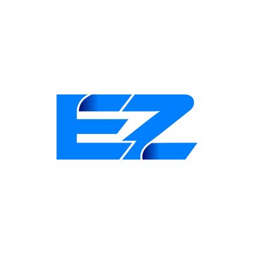 ez logo initial logo vector modern blue fold style