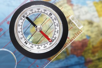 Fototapeta premium Compass on globe