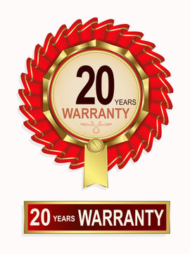 emblem of red color with the text of twenty years warranty