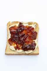 Slice of toast, toasted slice of bread, with rosehip-apple jam