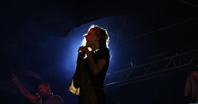 Singer performing on stage at a concert 