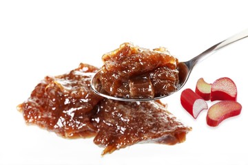 Rhubarb jam with a spoon