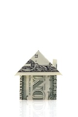 House folded from a dollar bill