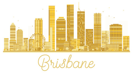 Brisbane City skyline golden silhouette.