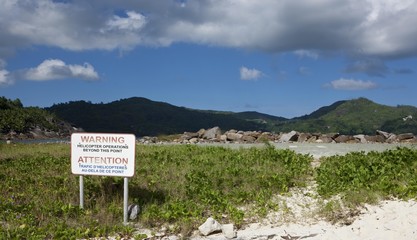 Helipad on Anse Goumement near Pointe Lazare, Mahe Island, Seychelles, Indian Ocean, Africa