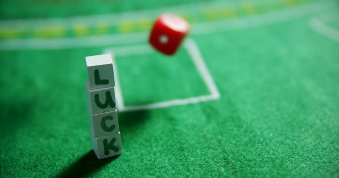 Dice falling on roulette in casino 