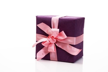 Purple gift with a pink ribbon