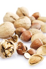 Mixed nuts, walnuts, hazelnuts, almonds