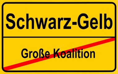 Fototapeta premium Sign city limits, symbolic image for the replacement of the grand coalition with a CDU / CSU-FDP government