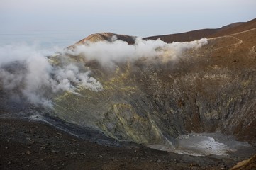 Crater on the island Vulcano, Lipari Islands, Italy, Europe