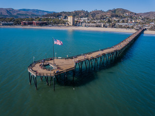 Ventura Beach Pier Southern California Sea American Flag