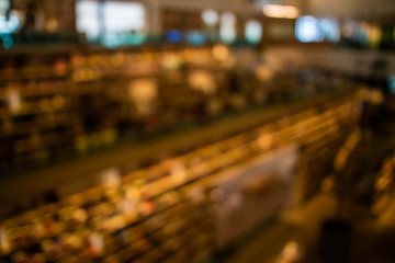 Book store or library interior abstract blur background