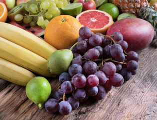 Fresh fruits background. Healthy eating concept