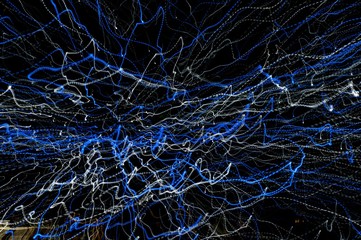 Blue and white light trails