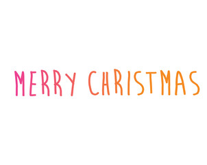Colorful gradient isolated hand writing word Merry Christmas