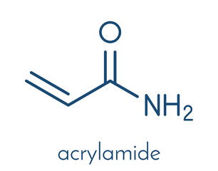acrylamide molecule, polyacrylamide building block and heat-generated food pollutant. Skeletal formula.