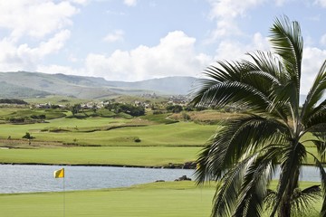 Golf course with private luxury villas, Pointe Aux Roche, Mauritius, Africa