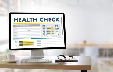 Digital HEALTH CHECK Concept working with computer interface as medical Healthcare