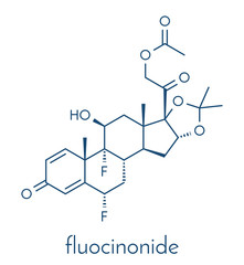 Fluocinonide topical corticosteroid drug molecule. Skeletal formula.