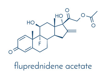 Fluprednidene acetate corticosteroid molecule. Skeletal formula.