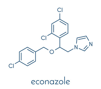 Econazole antifungal drug molecule. Skeletal formula.