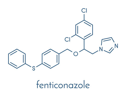 Fenticonazole antifungal drug molecule. Skeletal formula.