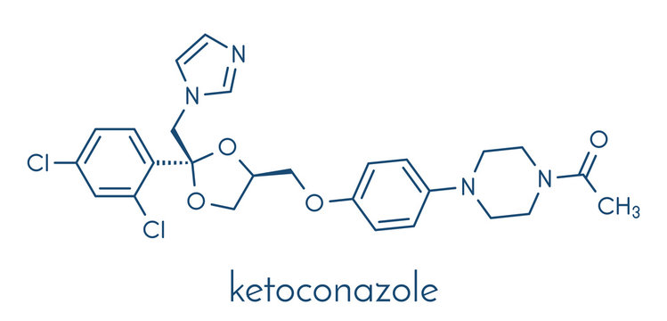 Ketoconazole antifungal drug molecule. Skeletal formula.