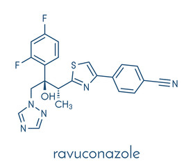 Ravuconazole antifungal drug molecule. Skeletal formula.