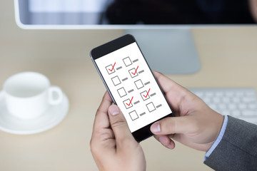 businessman SURVEY and Results Analysis Discovery Concept