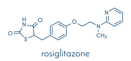 Rosiglitazone diabetes drug molecule. Skeletal formula.
