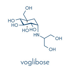 Voglibose diabetes drug molecule. Skeletal formula.