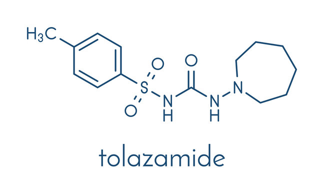 Tolazamide diabetes drug molecule. Skeletal formula.