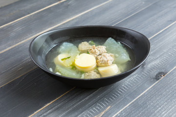 Boiled tofu with minced pork, Thai soup, Asia food