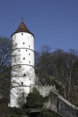 Fototapeta premium White Tower in Biberach an der Riss, Upper Swabia, Baden-Wuerttemberg, Germany, Europe
