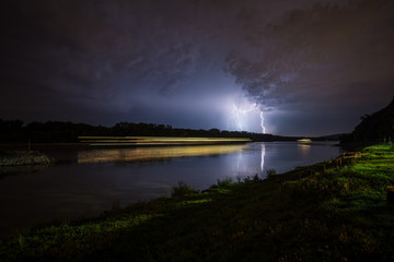 Night storm over the river Danube, Austria